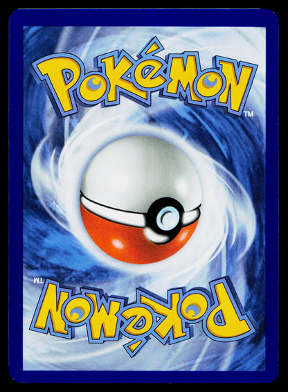 A Pokémon card featuring the classic yellow Pokémon logo at the top and mirrored logo at the bottom, with a white and red Pokémon ball centered over a swirling blue and white background.