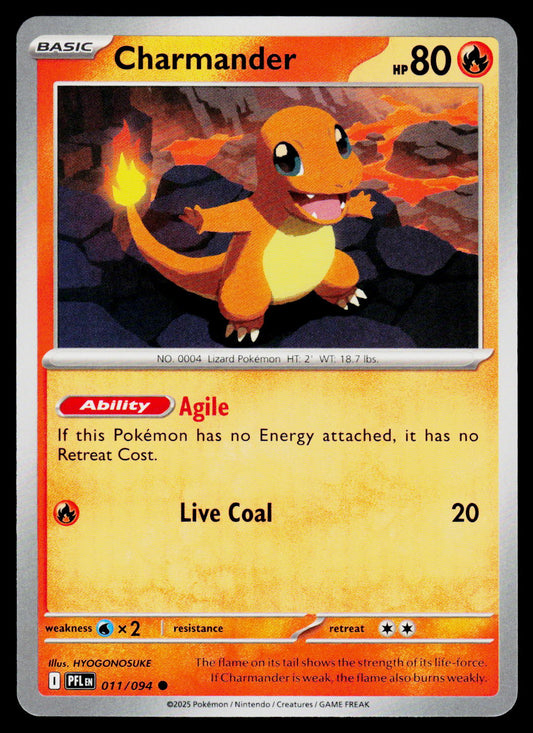 Charmander Pokémon trading card from the Silver Tempest expansion, featuring Charmander's illustration and card text on a standard card layout.