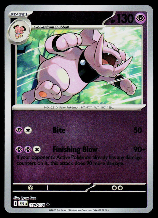 A single Pokémon trading card featuring Bunnelaby, a Stage 1 Fairy-type creature. The card has a dark purple lower section with attack text and stats, and a central illustration of the pink creature against a green background.