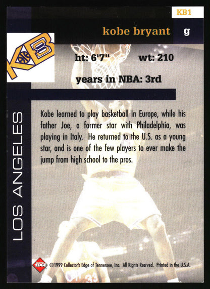 1999 Collector's Edge #KB1b Kobe Bryant KB8