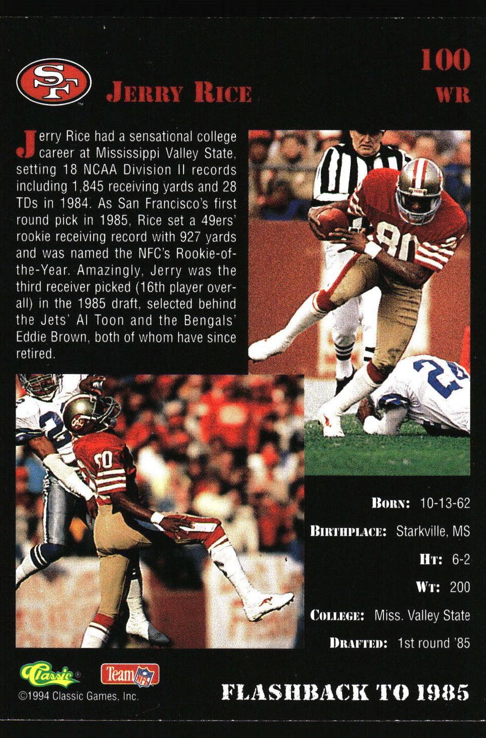 1994 Classic NFL Draft #100 Jerry Rice