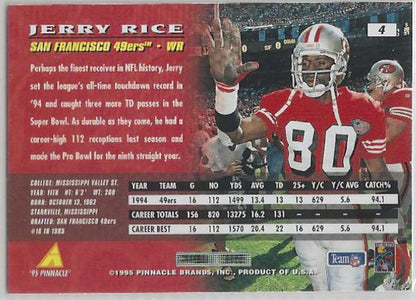 1995 Pinnacle #4 Jerry Rice