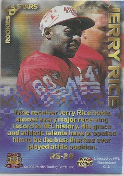 1995 Pacific Triple Folders #RS-28 Jerry Rice Rookies and Stars Blue