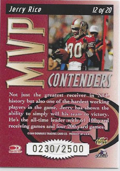 1998 Leaf Rookies & Stars #12 Jerry Rice MVP Contenders #/2500
