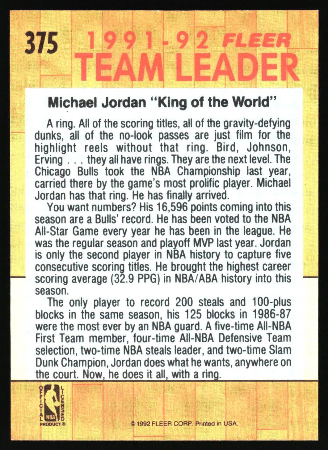 1991-92 Fleer #375 Michael Jordan