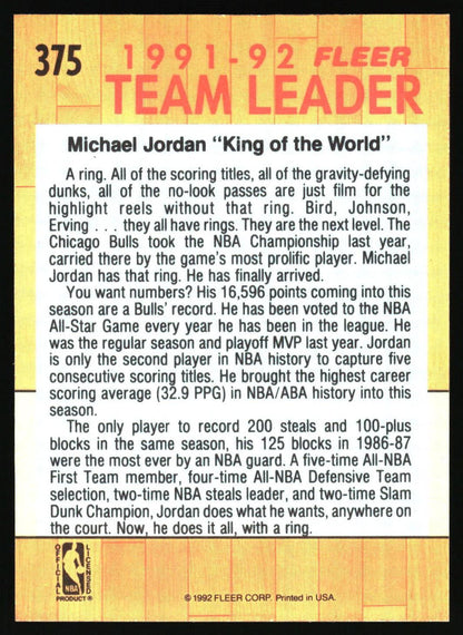1991-92 Fleer #375 Michael Jordan