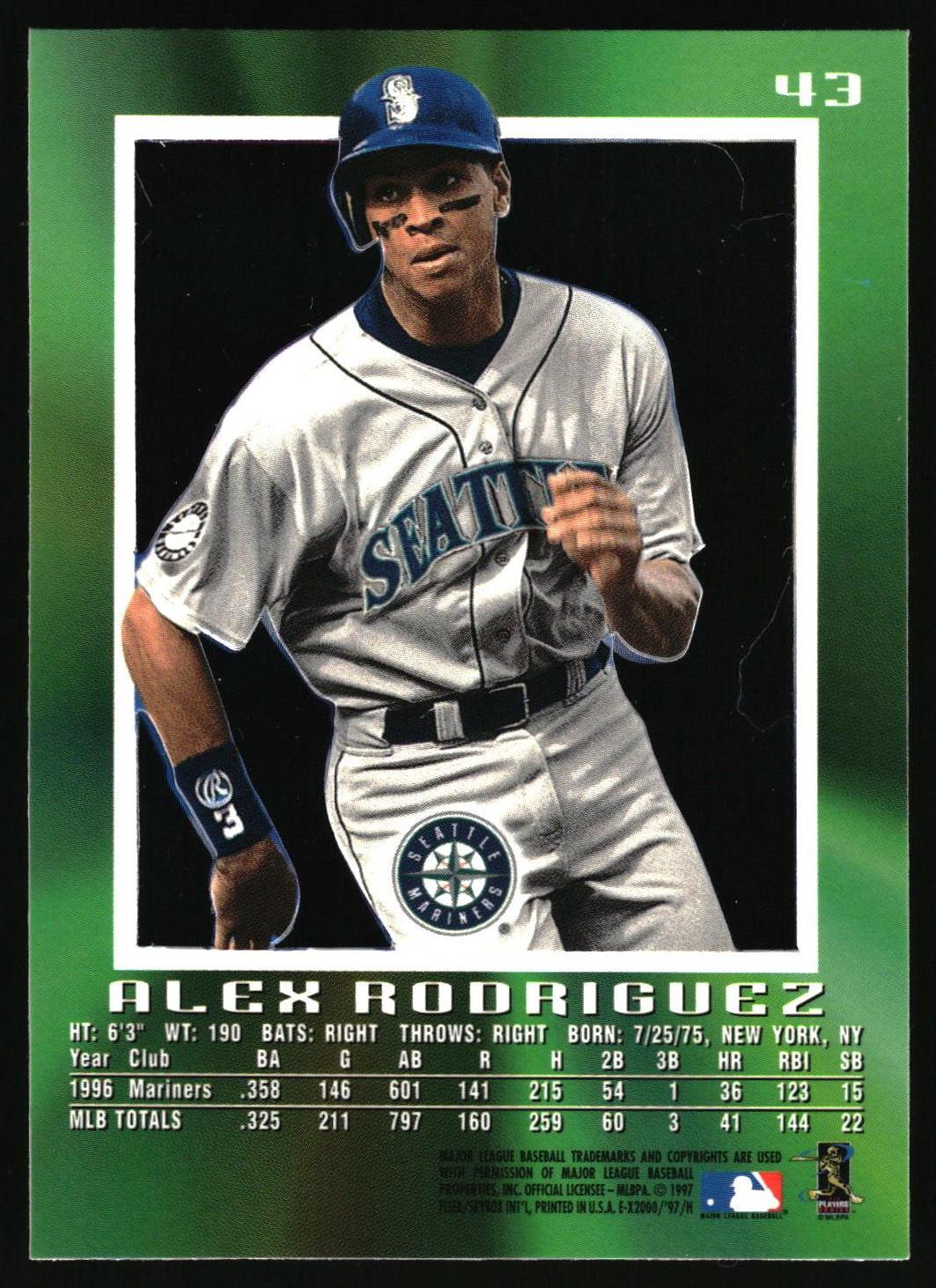 1997 SkyBox E-X2000 #43 Alex Rodriguez Essential-Credentials #/99
