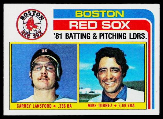 1982 Topps #786 Red Sox Leaders / Checklist (Carney Lansford / Mike Torrez)