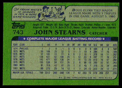 1982 Topps #743 John Stearns
