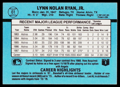 1988 Donruss #61 Nolan Ryan