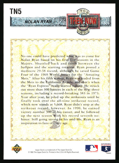 1993 Upper Deck #TN5 Nolan Ryan Then and Now