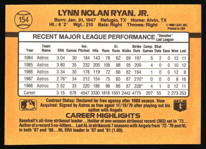 1989 Donruss #154 Nolan Ryan