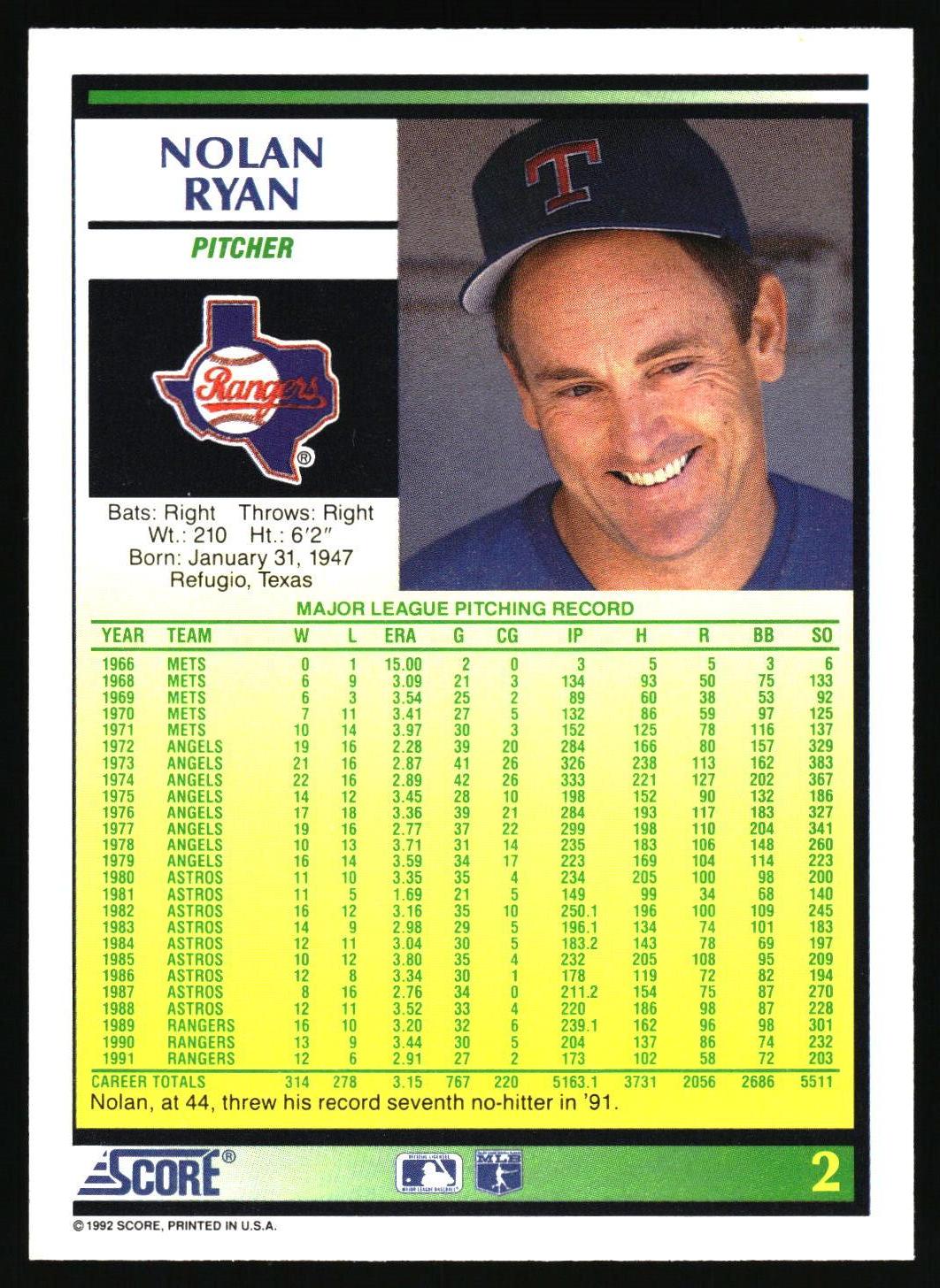 1992 Score #2 Nolan Ryan
