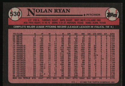 1989 Topps #530 Nolan Ryan