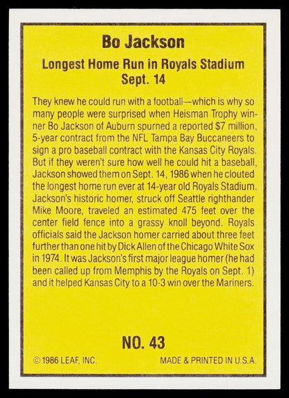 1986 Donruss Highlights #43 Bo Jackson
