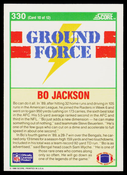 1990 Score #330 Bo Jackson