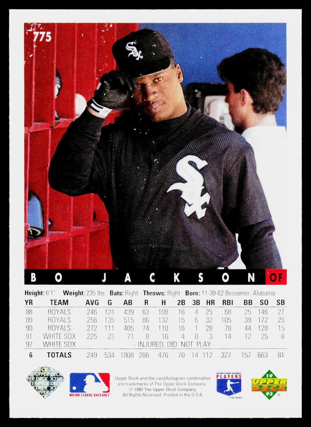 1993 Upper Deck #775 Bo Jackson Gold Hologram