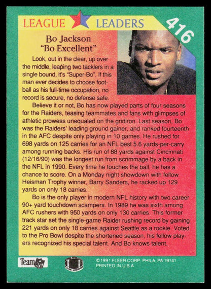 1991 Fleer #416 Bo Jackson
