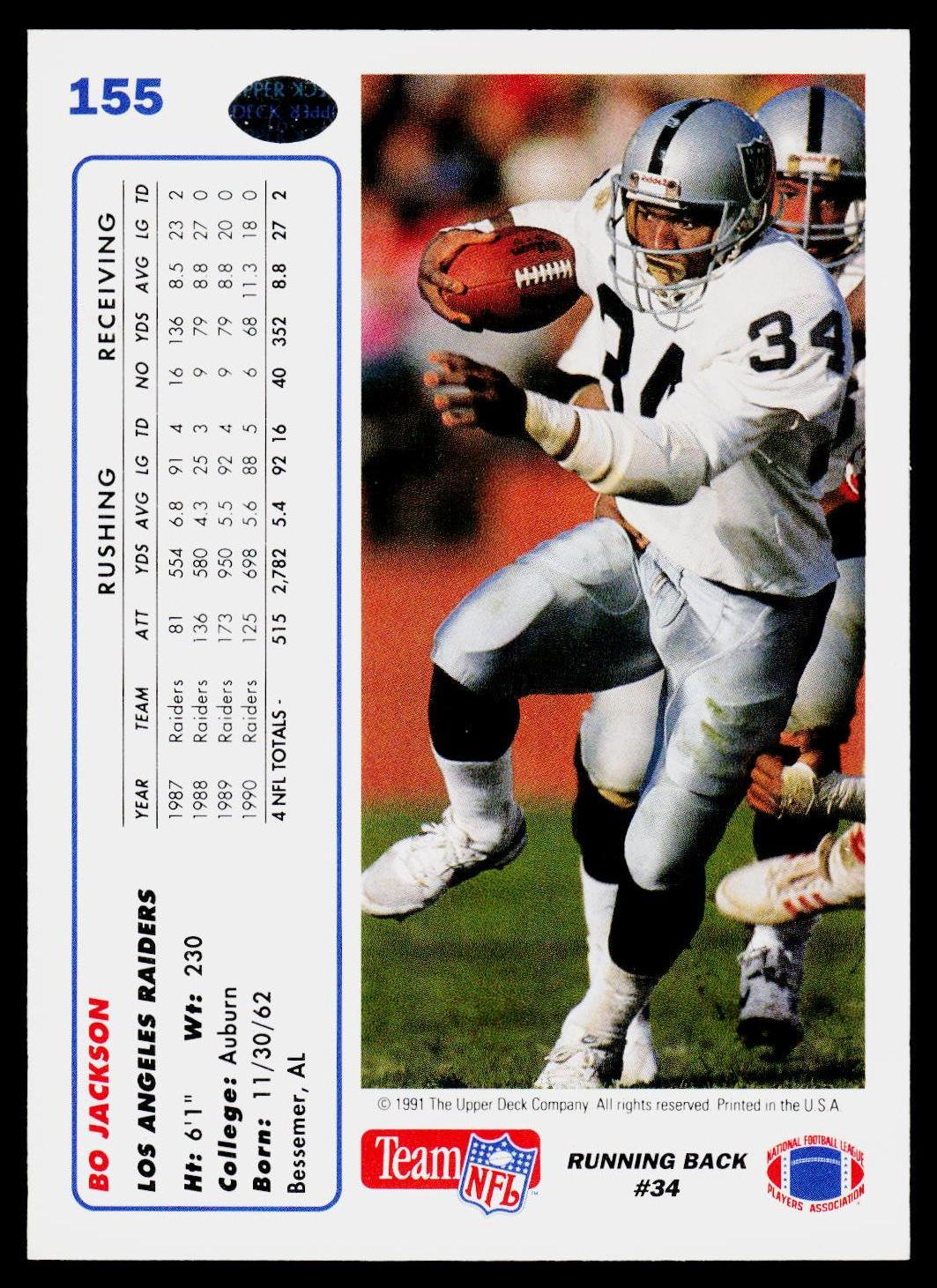 1991 Upper Deck #155c Bo Jackson