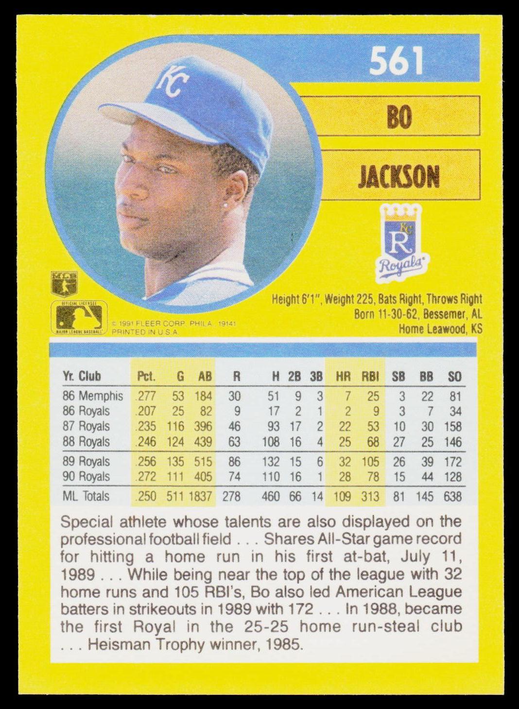1991 Fleer #561 Bo Jackson