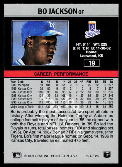 1991 Donruss #19 Bo Jackson Leaf Previews