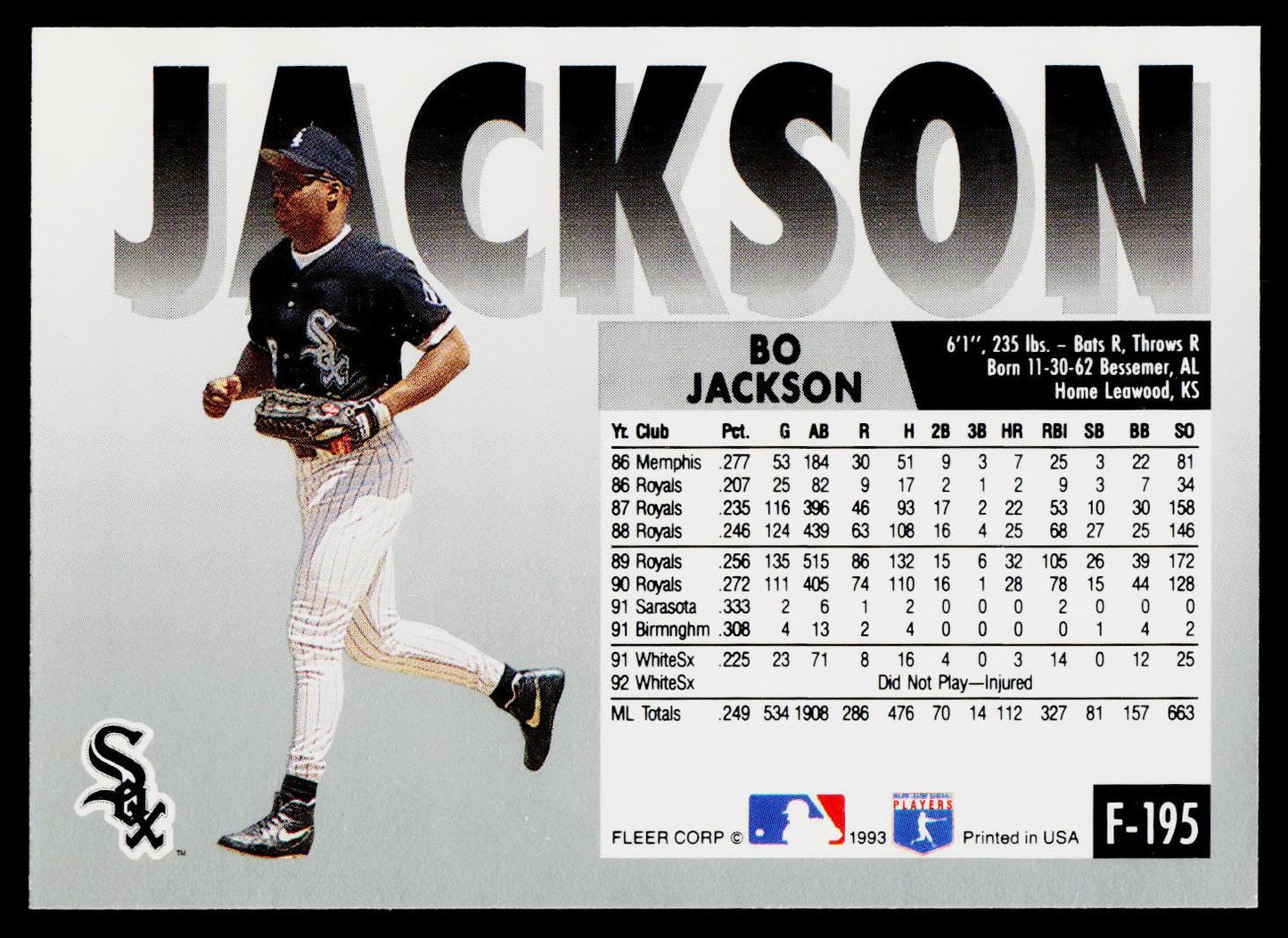 1993 Fleer Final Edition #F-195 Bo Jackson