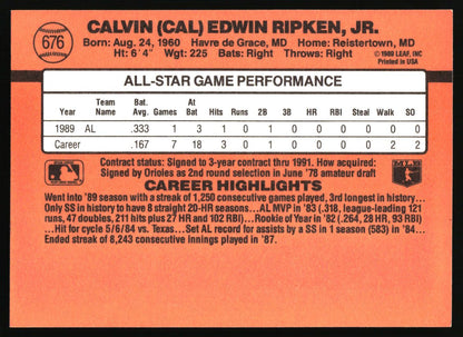 1990 Donruss #676c Cal Ripken