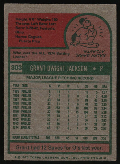 1975 Topps #303 Grant Jackson