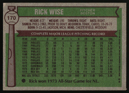 1976 Topps #170 Rick Wise