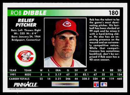 1992 Pinnacle #180 Rob Dibble