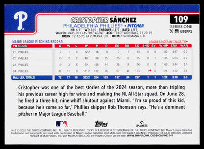 2025 Topps #109 Cristopher Sánchez Gold