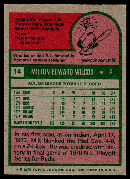 1975 Topps #14 Milt Wilcox
