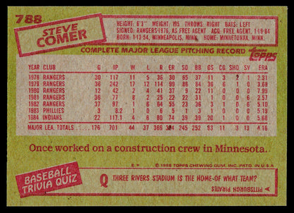 1985 Topps #788 Steve Comer