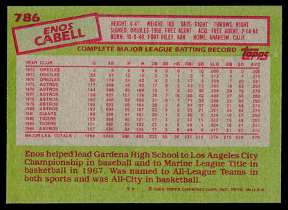 1985 Topps #786 Enos Cabell