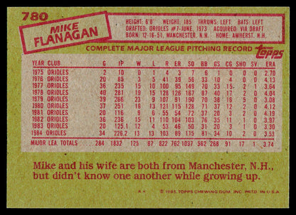 1985 Topps #780 Mike Flanagan