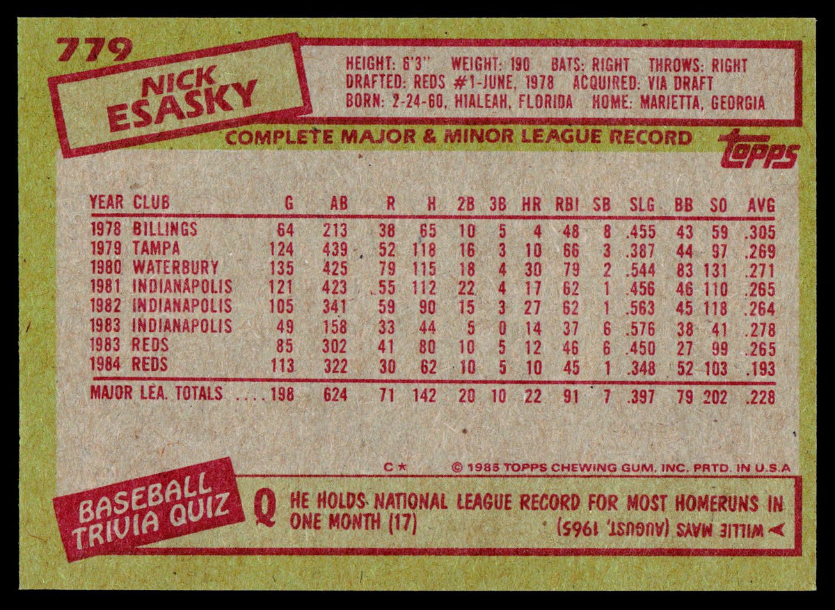 1985 Topps #779 Nick Esasky