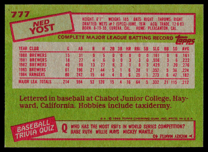 1985 Topps #777 Ned Yost