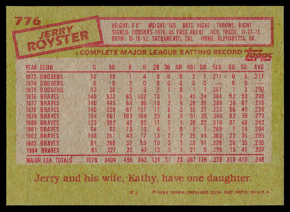 1985 Topps #776 Jerry Royster