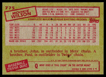 1985 Topps #775 Mookie Wilson