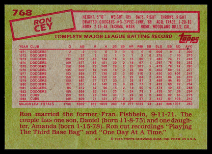 1985 Topps #768 Ron Cey