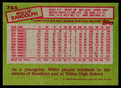 1985 Topps #765 Willie Randolph