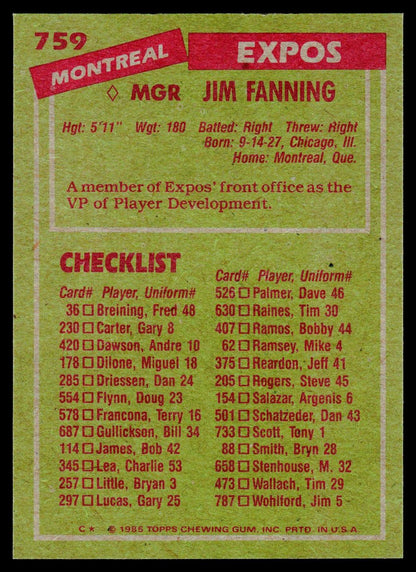 1985 Topps #759 Jim Fanning