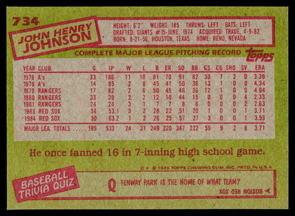 1985 Topps #734 John Henry Johnson