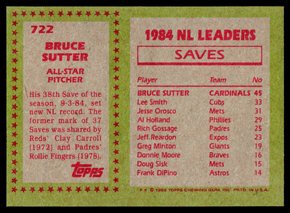 1985 Topps #722 Bruce Sutter