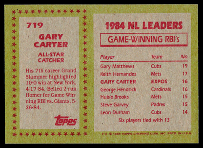 1985 Topps #719 Gary Carter