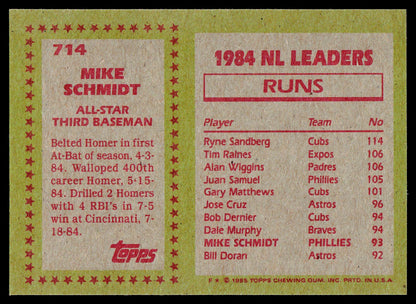 1985 Topps #714 Mike Schmidt