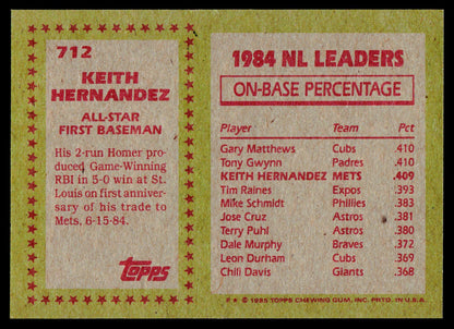1985 Topps #712 Keith Hernandez