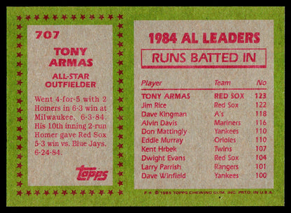 1985 Topps #707 Tony Armas