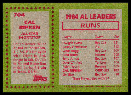 1985 Topps #704 Cal Ripken