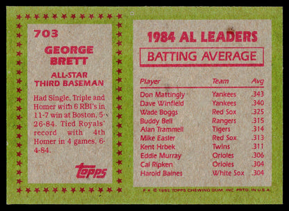 1985 Topps #703 George Brett